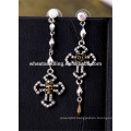 lady retro crystal big pendant latest fashion cross earrings